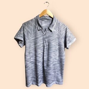 Athleta Momentum Seamless Polo Tee White Space Dye Tennis Golf Running Women M/L